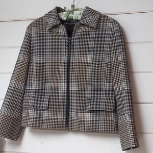 A-K-R-I-S Plaid Blazer in Black and Beige ( Size 10, But Runs Small)